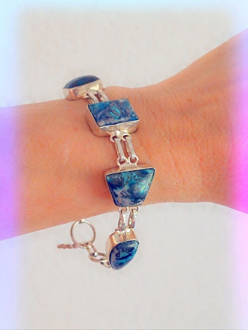 Turquoise Gemstone Estate Bracelet Sterling Silver 925